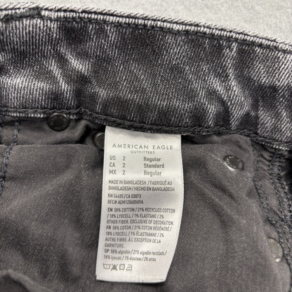 American Eagle Jeans Womens 2 Curvy Baggy Wide Leg Super High Rise Black Denim - Picture 9 of 13